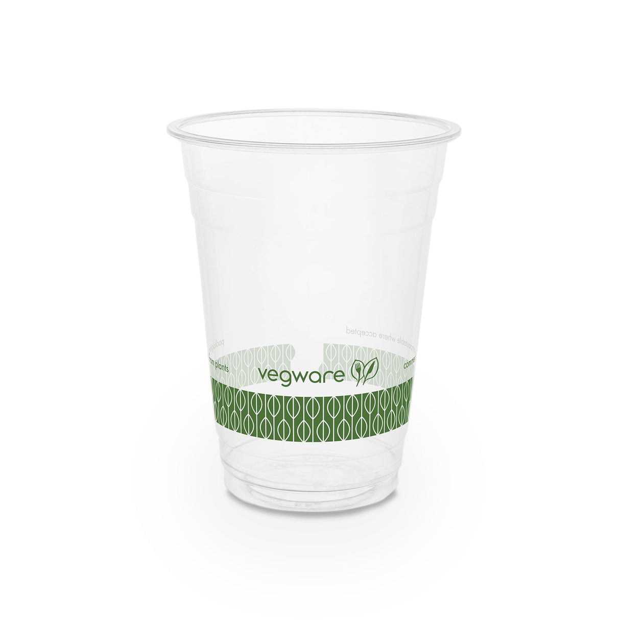 Cups, Cold, 16 Ounce, Plastic, Clear with Green Decor, PLA,20 - 50 COUNT