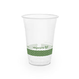 Cups, Cold, 16 Ounce, Plastic, Clear with Green Decor, PLA,20 - 50 COUNT