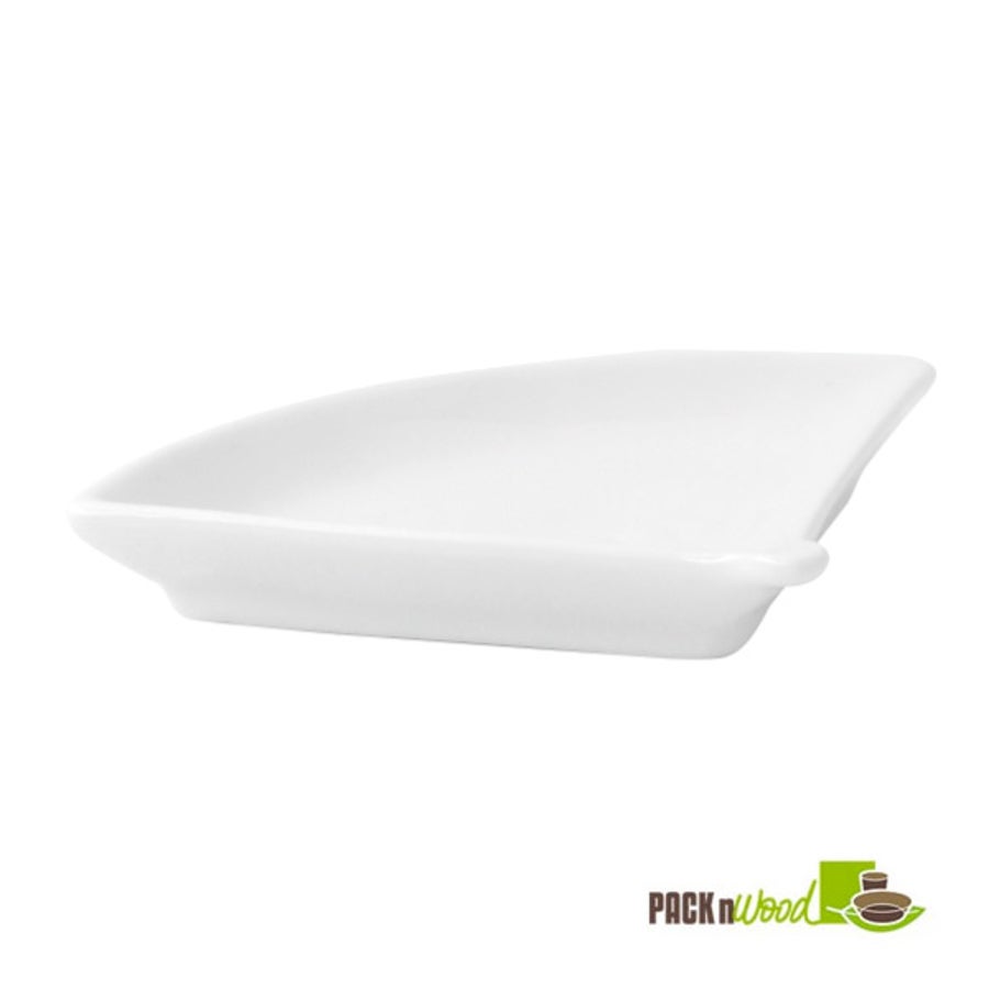 Dishes, Mini, 3.9 x 3.1 x 0.6 Inch, Fan-Shaped, White, Porcelain,6 - 4 COUNT