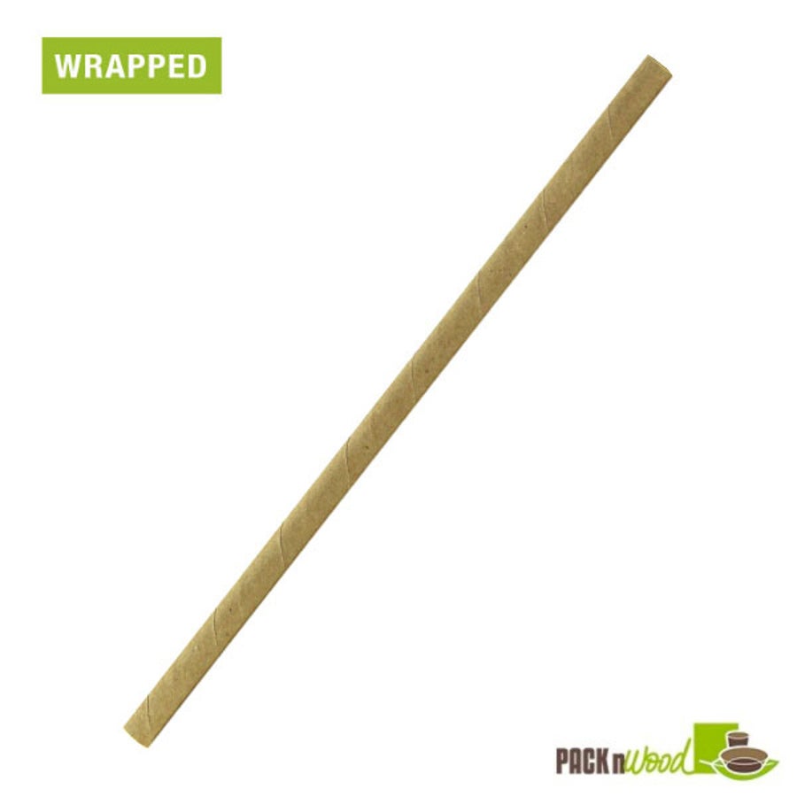 Straws, 7.75 Inch, Kraft, Wrapped, 7.75 Linear Inch,6 - 500 COUNT