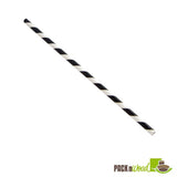Straws, 7.75 Inch, Paper, Black Striped, Coated with Bees Wax, 7.75 Linear Inch,6 - 500 COUNT