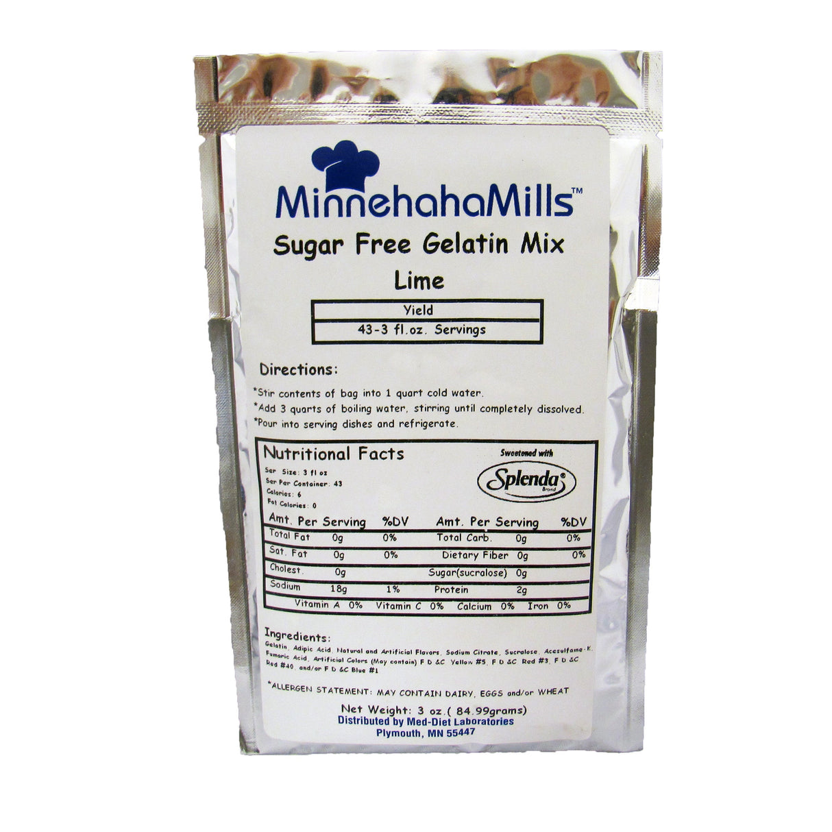 Mix, Gelatin, Lime, Sugar-Free, Shelf-Stable,12 - 3 OUNCE