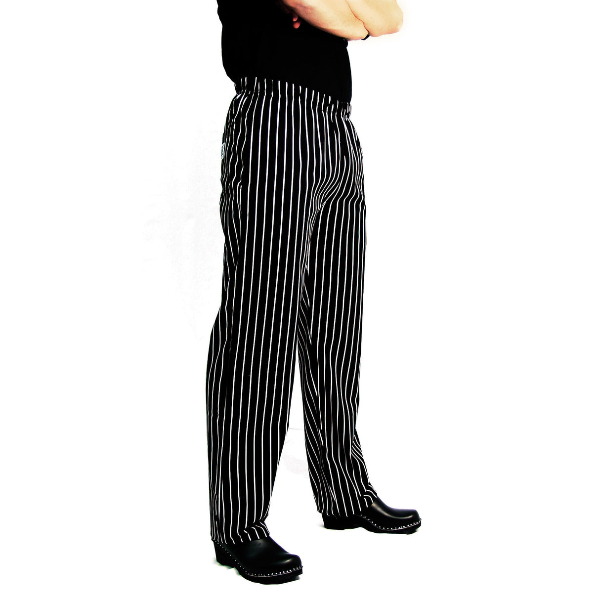 Pants, Chef, Black/White Pinstripe, X-Small, Poly/Cotton Blend, EZ-Fit,1 - 1 EACH