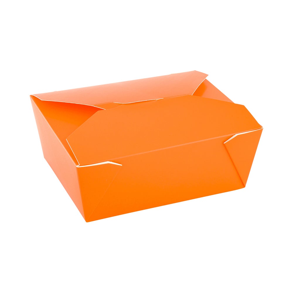 Containers, Take Out, Bio Tek #8 45 Ounce 6.75 x 5.5 x 2.5 Inch, Paper, Tangerine Orange, Rectangular, with Foldable Flaps & Tab Lock,1 - 200 COUNT