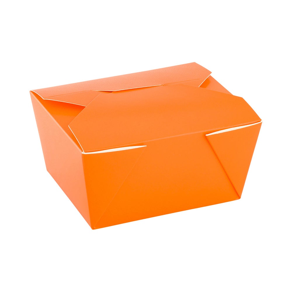 Containers, Take Out, Bio Tek #1 30 Ounce 5 x 4 x 2.5 Inch, Paper, Tangerine Orange, Rectangular, with Foldable Flaps & Tab Lock,1 - 200 COUNT