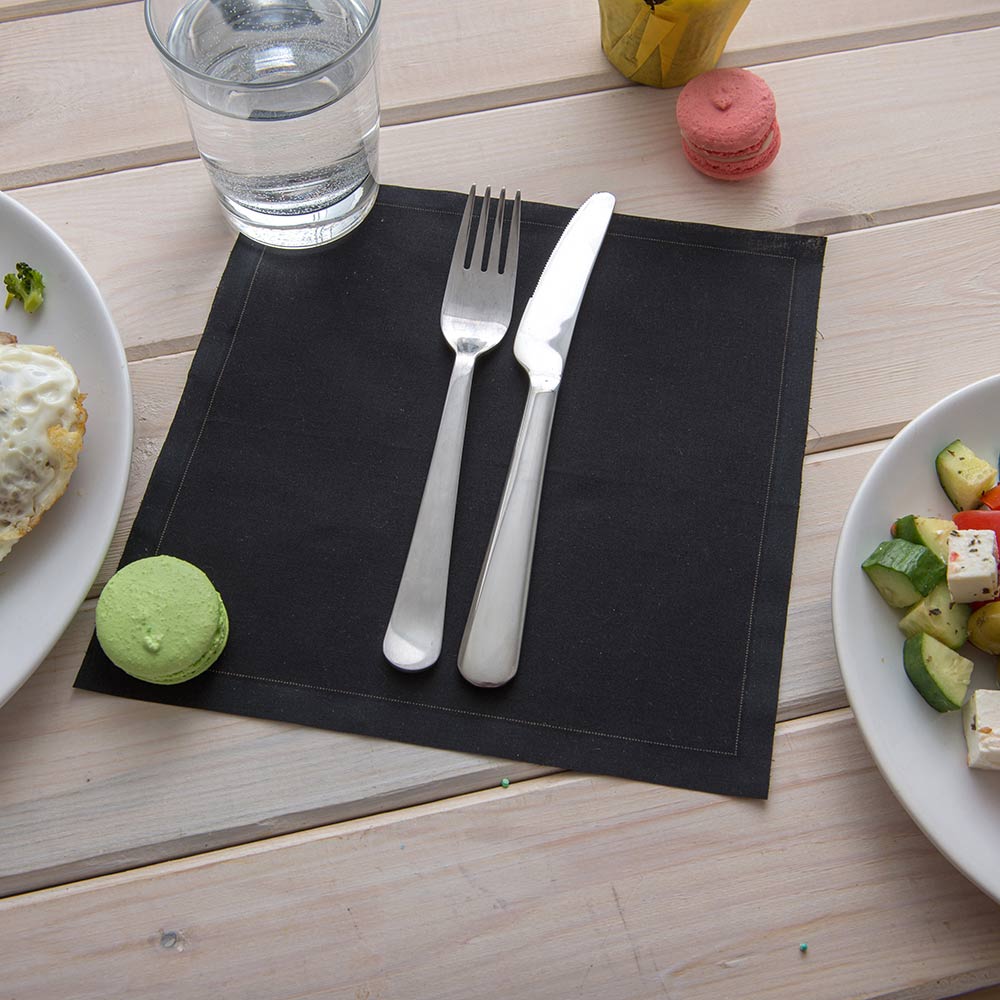 Napkins, Napluxe Organic Cotton Dinner, Black, 9 Inch, 9 Linear Inch,1 - 50 COUNT