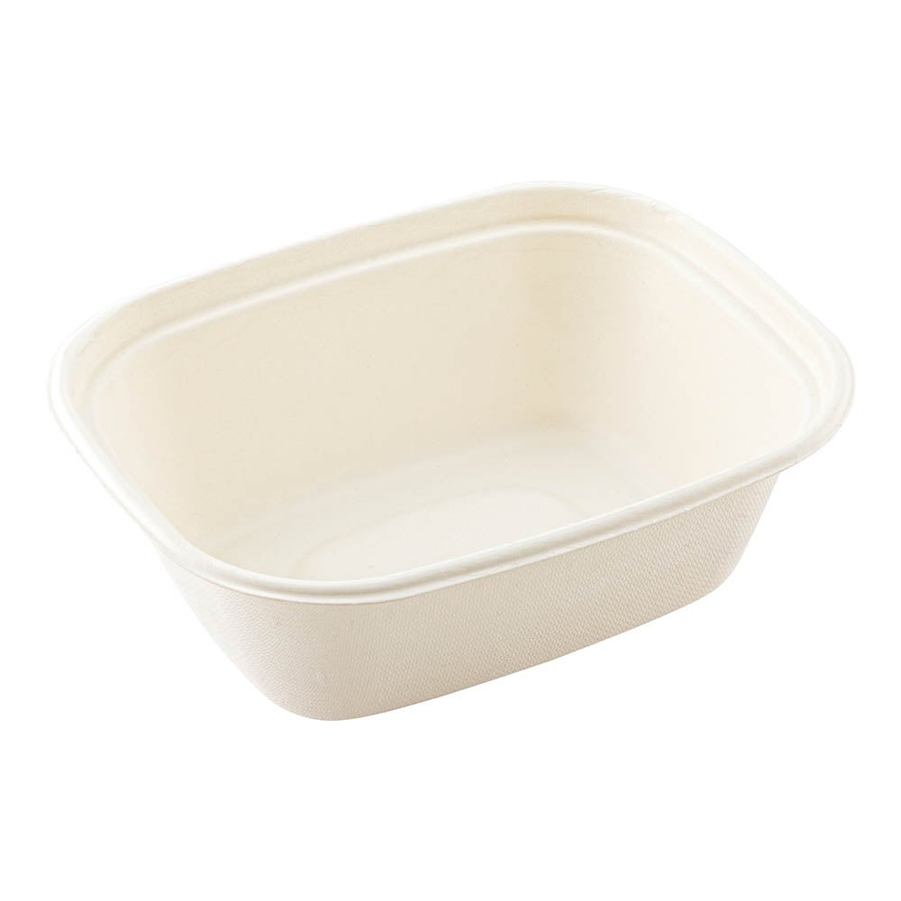 Trays, Pulp Tek 60 Ounce 9 x 7.25 x 3 Inch, Sugarcane, White, Rectangular,1 - 100 COUNT
