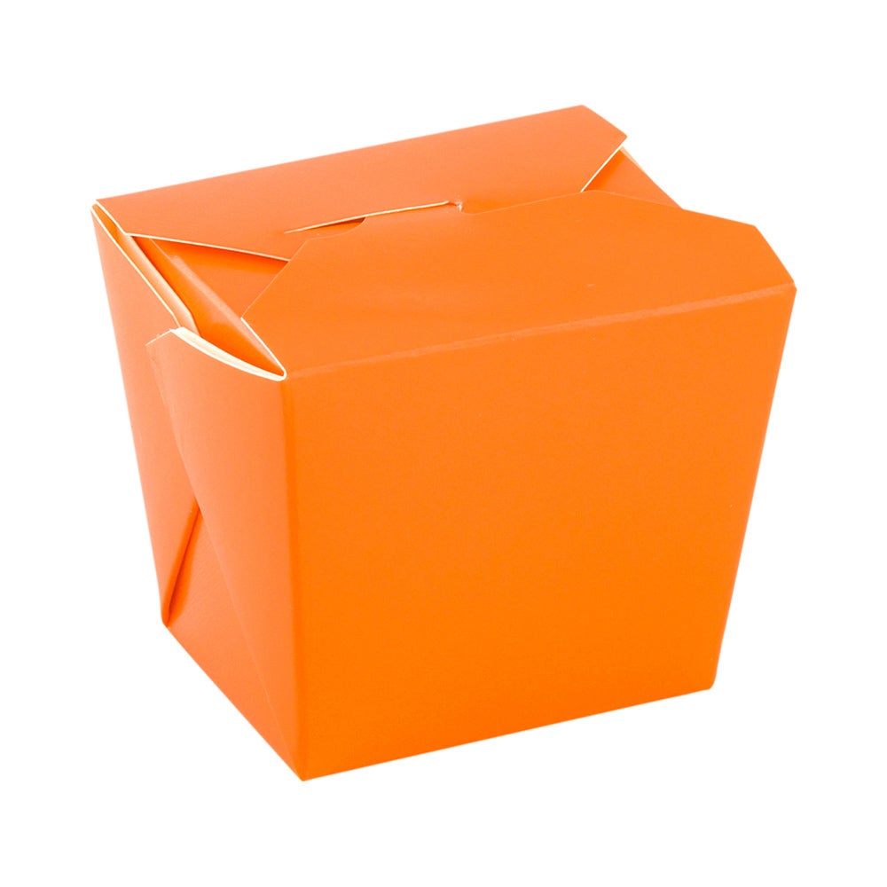 Containers, Take Out, Bio Tek 8 Ounce 2.75 x 2.25 x 2.5 Inch, Paper, Tangerine Orange, Square, with Foldable Flaps & Tab Lock,1 - 200 COUNT