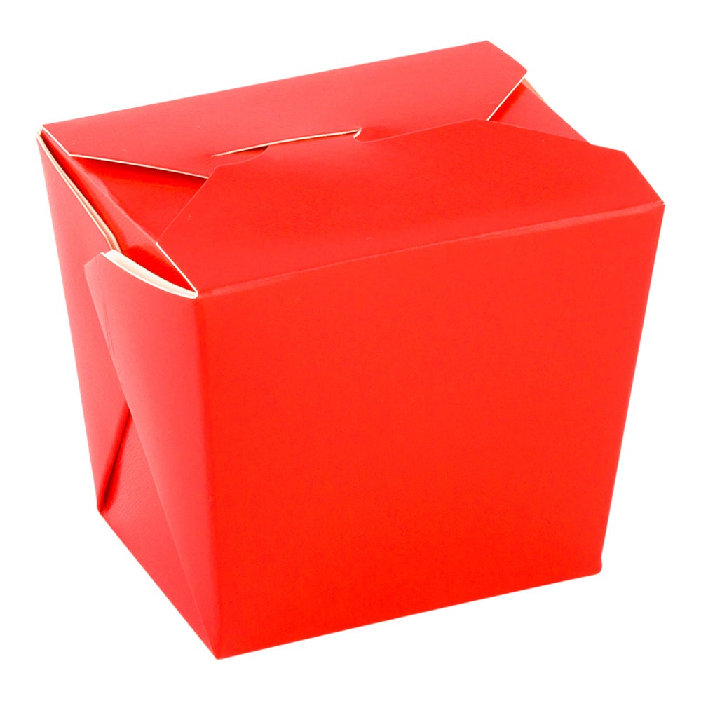 Containers, Take Out, Bio Tek 8 Ounce 2.75 x 2.25 x 2.5 Inch, Paper, Red, Square, with Foldable Flaps & Tab Lock,1 - 200 COUNT