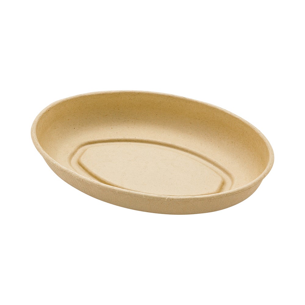 Plates, Salad, 26 Ounce 9.25 x 6 x 1.5 Inch, Sugarcane, Natural, Oval,1 - 100 COUNT