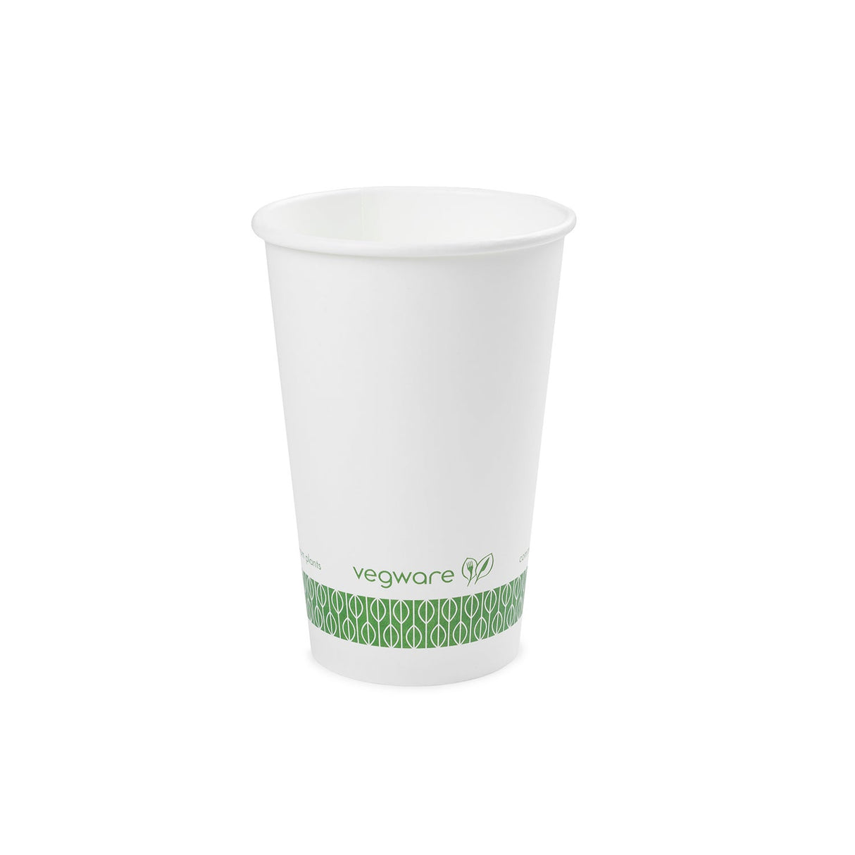 Cups, Hot, 16 Ounce, Paper, White with Green Decor, PLA-Lined,20 - 50 COUNT