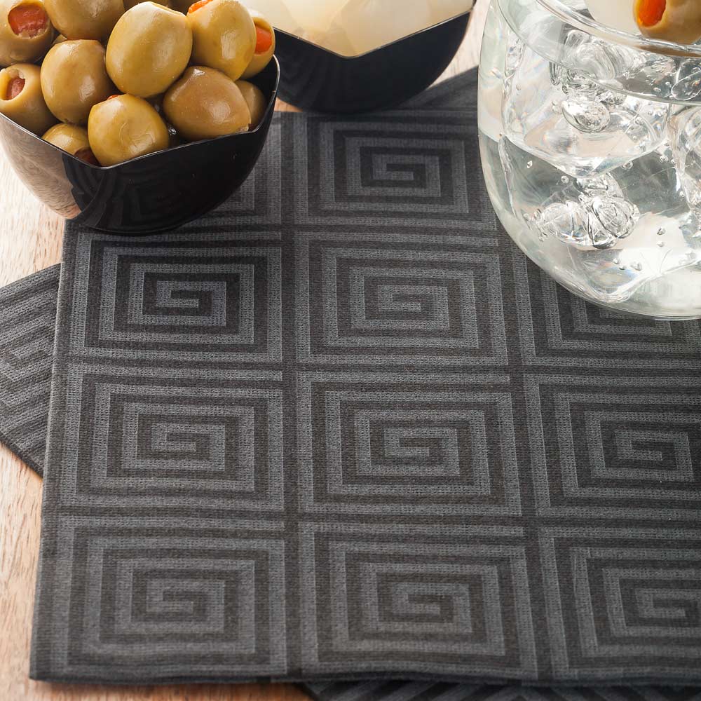 Napkins, Luxenap Air Laid Dinner, Greco Black, 16 x 16 Inch, 16 Linear Inch,1 - 25 COUNT