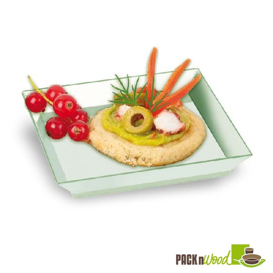 Dishes, Appetizer, Klarity, 4 x 4 Inch, Transparent Green, Square,4 - 25 COUNT