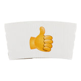 Sleeves, Coffee, Paper, White with Thumbs Up Emoji, for 12 & 16 Ounce Cups,1 - 1000 COUNT