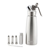 Dispenser, Whipped Cream, .5 Liter, Stainless Steel, with 3 Plastic Decorator Tips,1 - 1 EACH