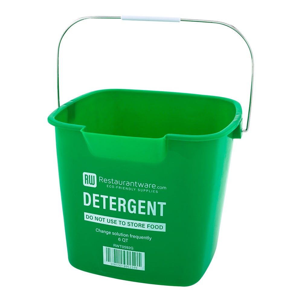 Bucket, Cleaning, 6 Quart, Green, Plastic, with Stainless Steel Handle,1 - 1 EACH