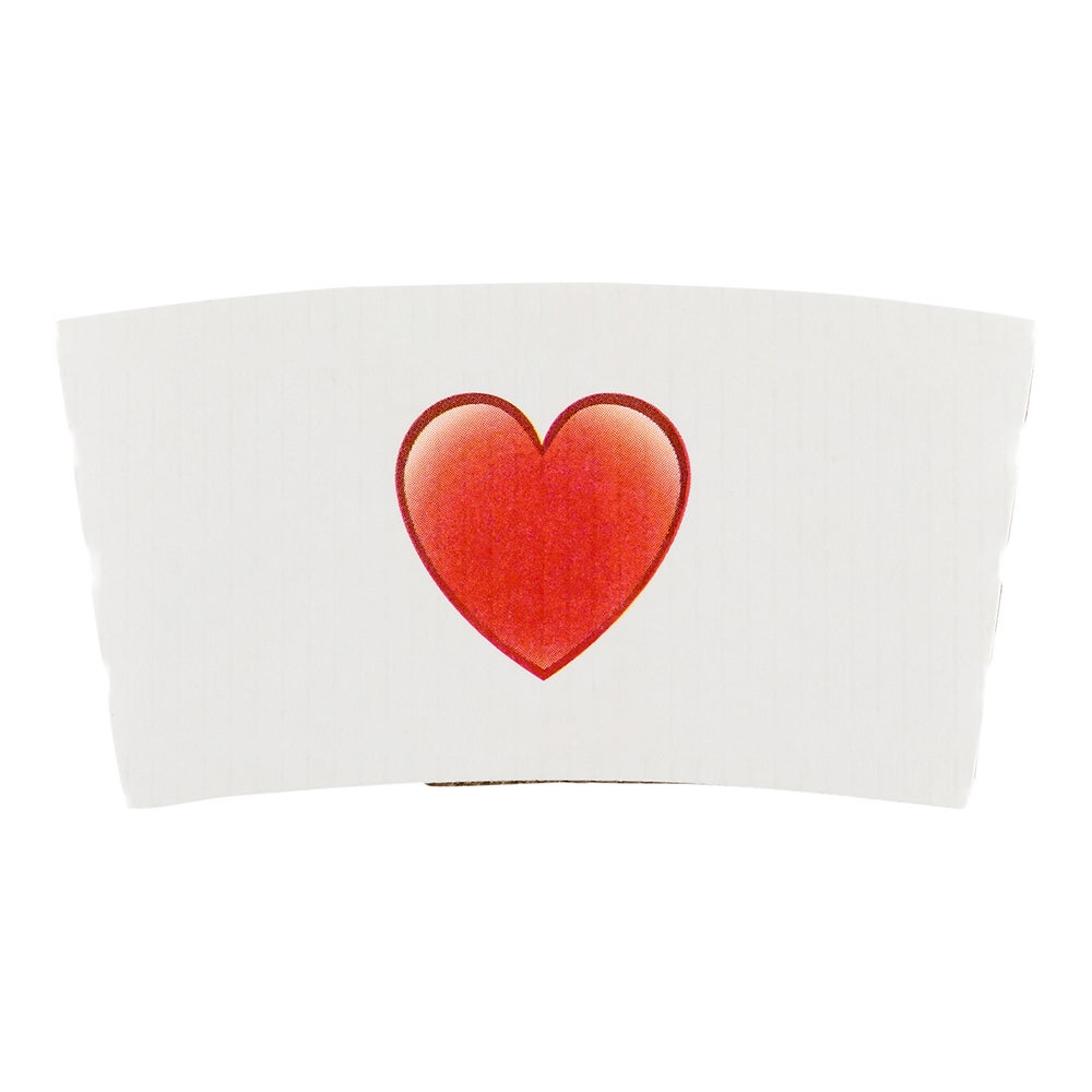 Sleeves, Coffee, Paper, White with Red Heart Emoji, for 12 & 16 Ounce Cups,1 - 1000 COUNT