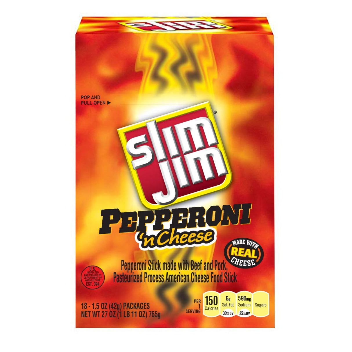 Beef Sticks, Pepperoni & Cheese, 1.5 Ounce,6 - 18 COUNT
