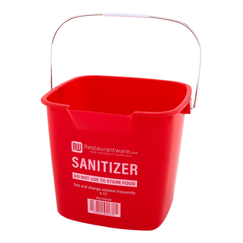 Bucket, Sanitizing, 6 Quart, Red, Plastic, with Stainless Steel Handle,1 - 1 COUNT