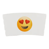 Sleeves, Coffee, Paper, White with Heart Eyes Emoji, for 12 & 16 Ounce Cups,1 - 1000 COUNT