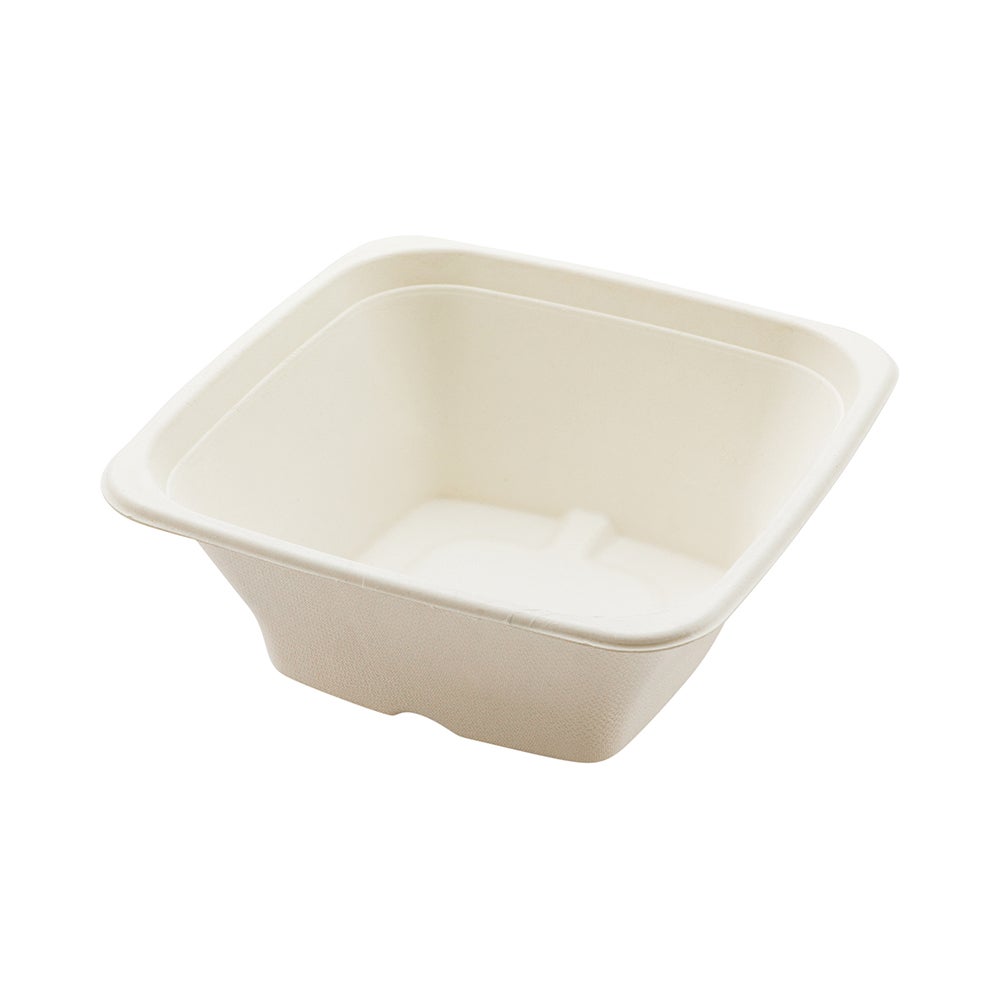 Bowls, Tall, 7 x 7 x 2.75 Inch, Molded Fiber, White, Square, Biodegradeable, Sugarcane,1 - 100 COUNT