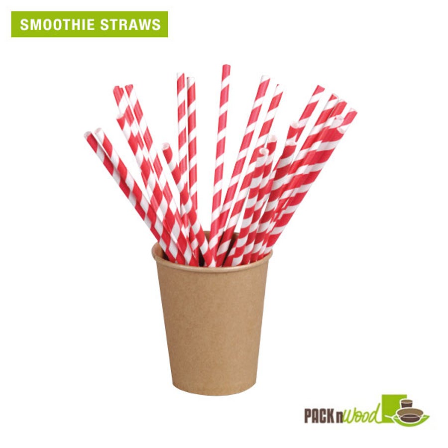 Straws, Giant, 7.75 Inch, Paper, Red Striped, Unwrapped, Coated with Bees Wax, 7.75 Linear Inch,6 - 500 COUNT