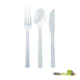 Cutlery Kits, Fork/Knife/Spoon, Plastic, Clear, 7 Inch, with Napkin/Salt/Pepper,5 - 50 COUNT