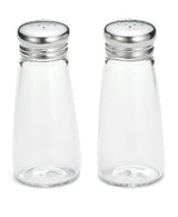 Shakers, Salt & Pepper, 3 Ounce, Round, Glass with Stainless Steel Tops,1 - 24 COUNT