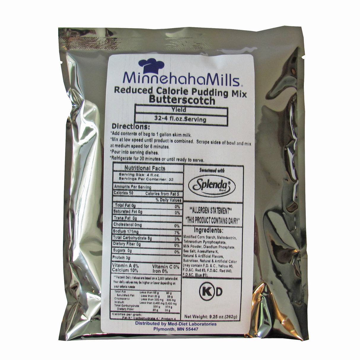 Mix, Pudding, Butterscotch, Reduced Calorie, Shelf-Stable,6 - 9.3 OUNCE
