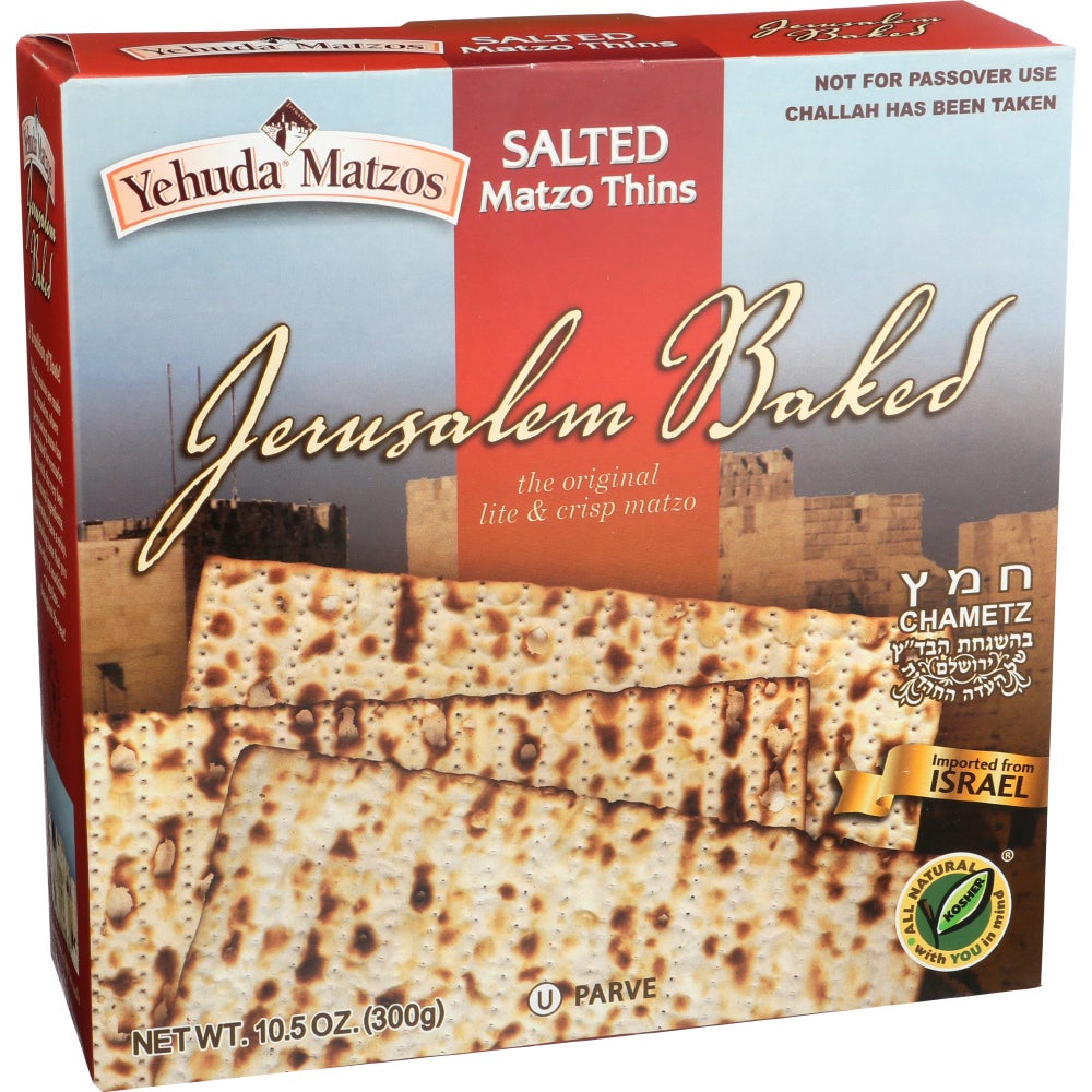 Crackers, Matzo, Jerusalem Baked, Salted, Thins,12 - 10.5 OUNCE