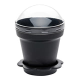 Cups, Flower Pot, 6 Ounce, Plastic, Black, with Lid,1 - 100 COUNT