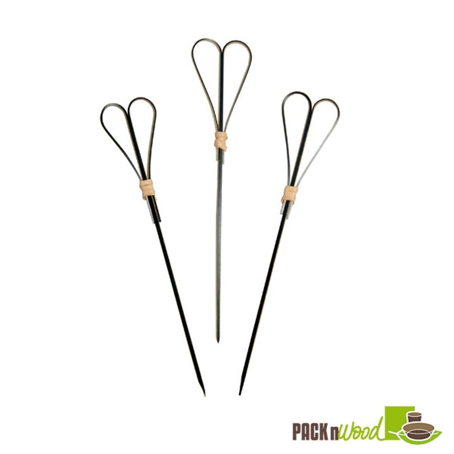 Skewers, Looped Heart, Fotsy 5.9 Inch, Bamboo, Black, 5.9 Linear Inch,20 - 100 COUNT