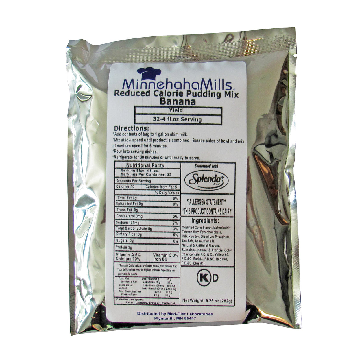 Mix, Pudding, Banana, Reduced Calorie, Shelf-Stable,6 - 9.25 OUNCE