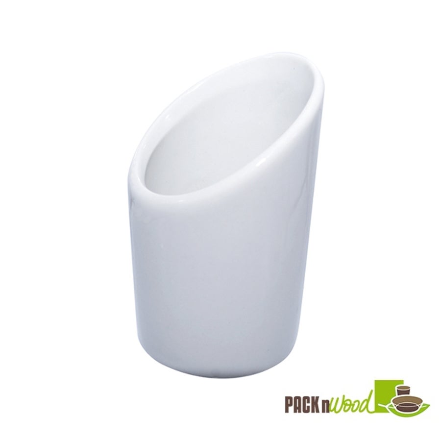 Cup, Mini, 1.8 Ounce, Slanted, White, Porcelain,6 - 4 COUNT