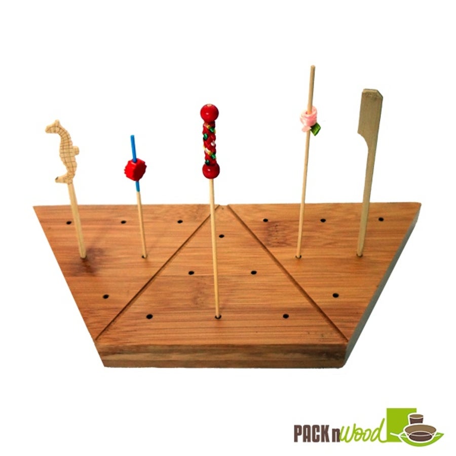Holders, Pick, 9 x 3.9 x 0.75 Inch, Bamboo, Natural, Triangular, 18 Hole,5 - 1 COUNT