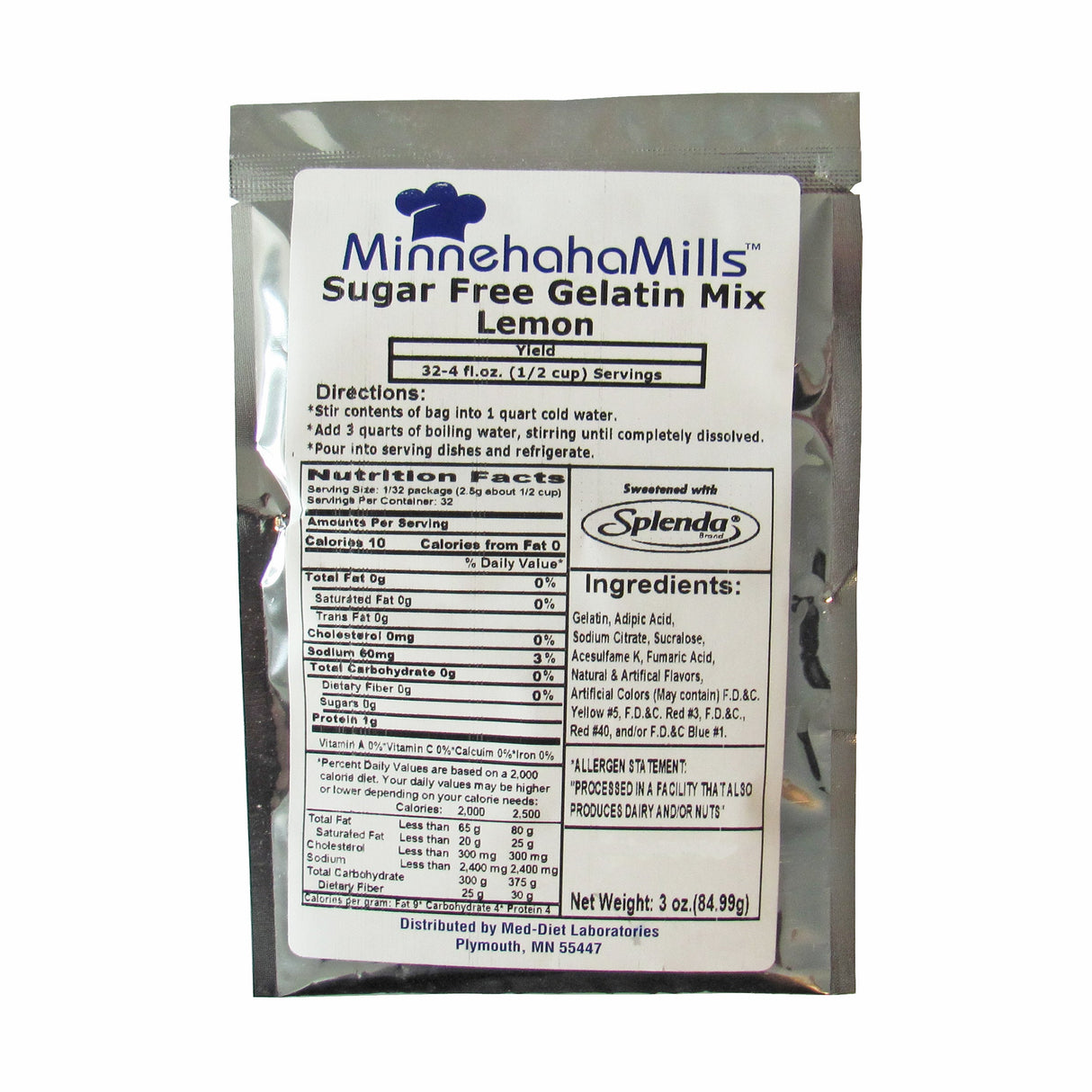 Mix, Gelatin, Lemon, Sugar-Free, Shelf-Stable,12 - 3 OUNCE