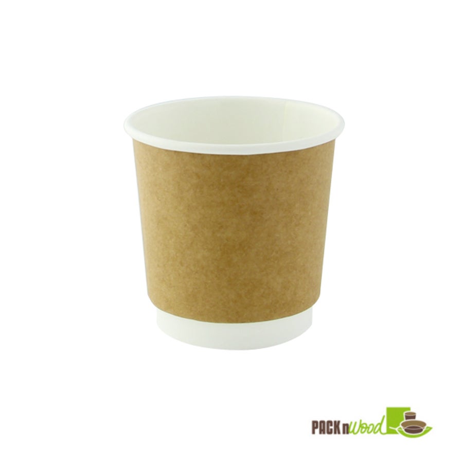 Cups, Hot, 4 Ounce, Paper, Double Wall, Kraft, Compostable, 4 Ounce,40 - 25 COUNT