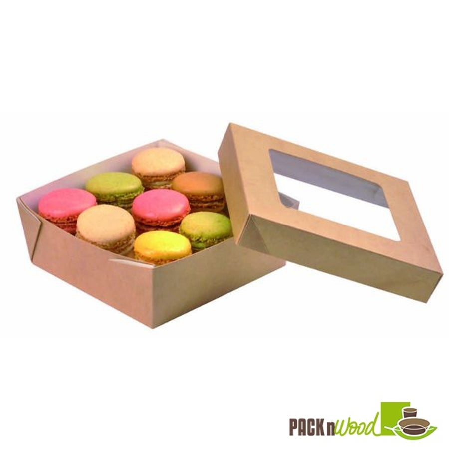 Boxes, Kray, 22 Ounce, Paper, Brown, with Window Lid, 4.7 x 4.7 x 2 Inch, 22 Ounce,10 - 25 COUNT