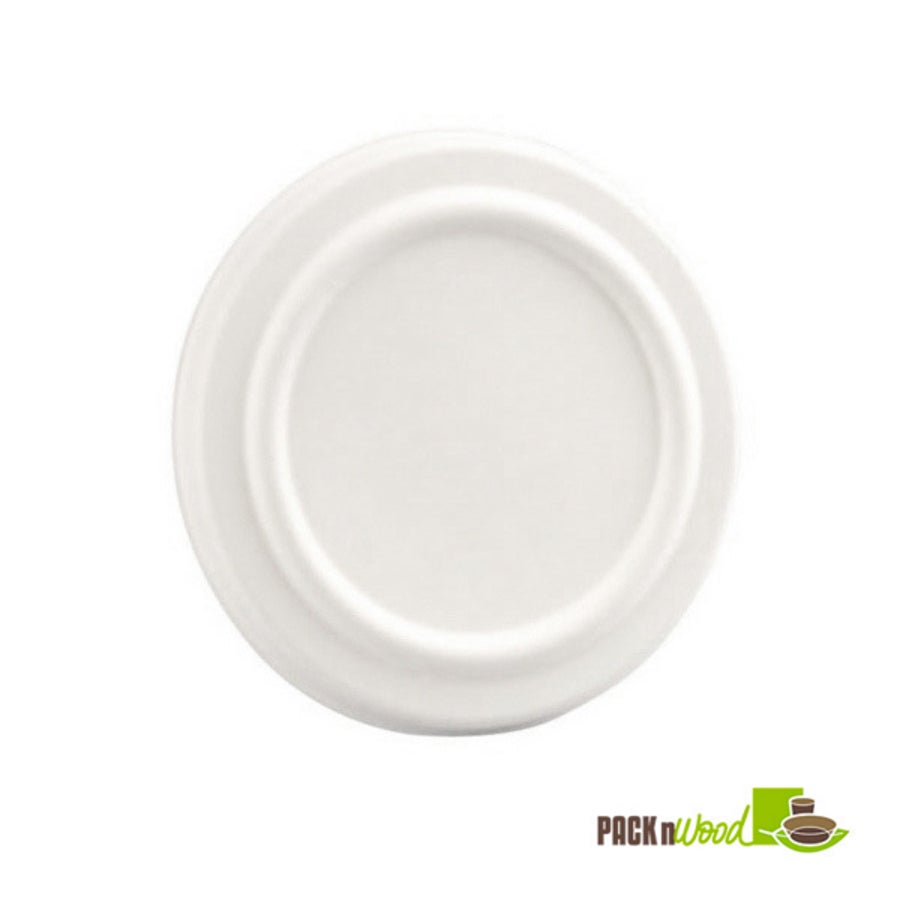 Lids, Low Dome, Sugarcane, White, for 210GPU500 Hot & Cold Food Containers, Biodegradable,10 - 50 COUNT