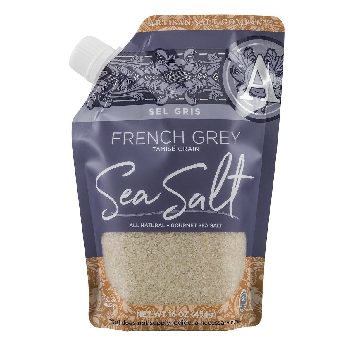Salt, Sea, Sel Gris French Grey, Coarse, Pour Spout Pouch,6 - 16 OUNCE