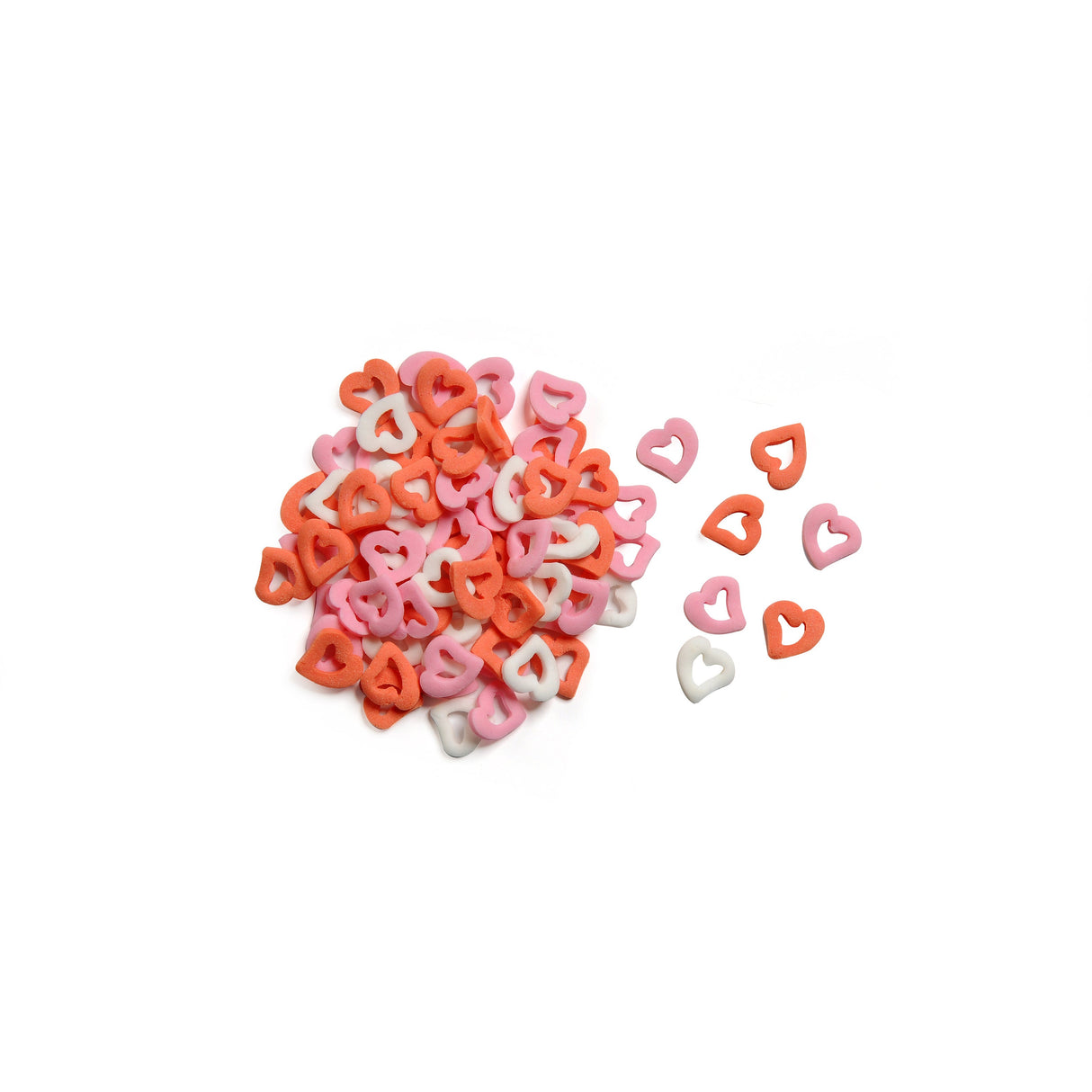 Topping, Dessert, Open Hearts, 10 Millimeter, Red/Pink/White,1 - 2.2 POUND