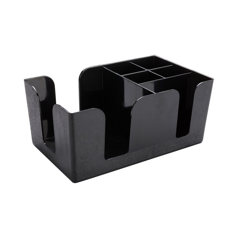 Caddy, Condiment, 9.5 x 5.75 x 4.25 Inch, 6-Compartment, Black Plastic,1 - 1 EACH