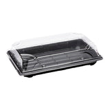 Trays, Take Out, Roku 8.75 x 5.5 x 2 Inch, Plastic, Black, Rectangular, with Clear Lid,1 - 100 COUNT