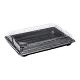 Trays, Take Out, Roku 10.25 x 7.5 x 2 Inch, Plastic, Black, Rectangular, with Clear Lid,1 - 100 COUNT