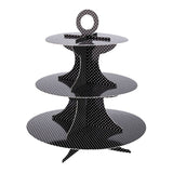 Stand, Cupcake, 3-Tier, Cardboard, Black with White Polka Dots, 13.5 x 13.5 x 14 Inch,1 - 1 EACH