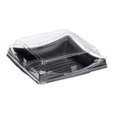 Containers, Sushi, Roku 7.25 x 7.25 x 2 Inch, Plastic, Black, Square, with Clear Lid,1 - 100 COUNT