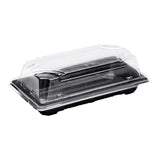 Trays, Sushi, Roku 6 x 3.5 x 2 Inch, Plastic, Black, Rectangular, with Clear Lid,1 - 100 COUNT