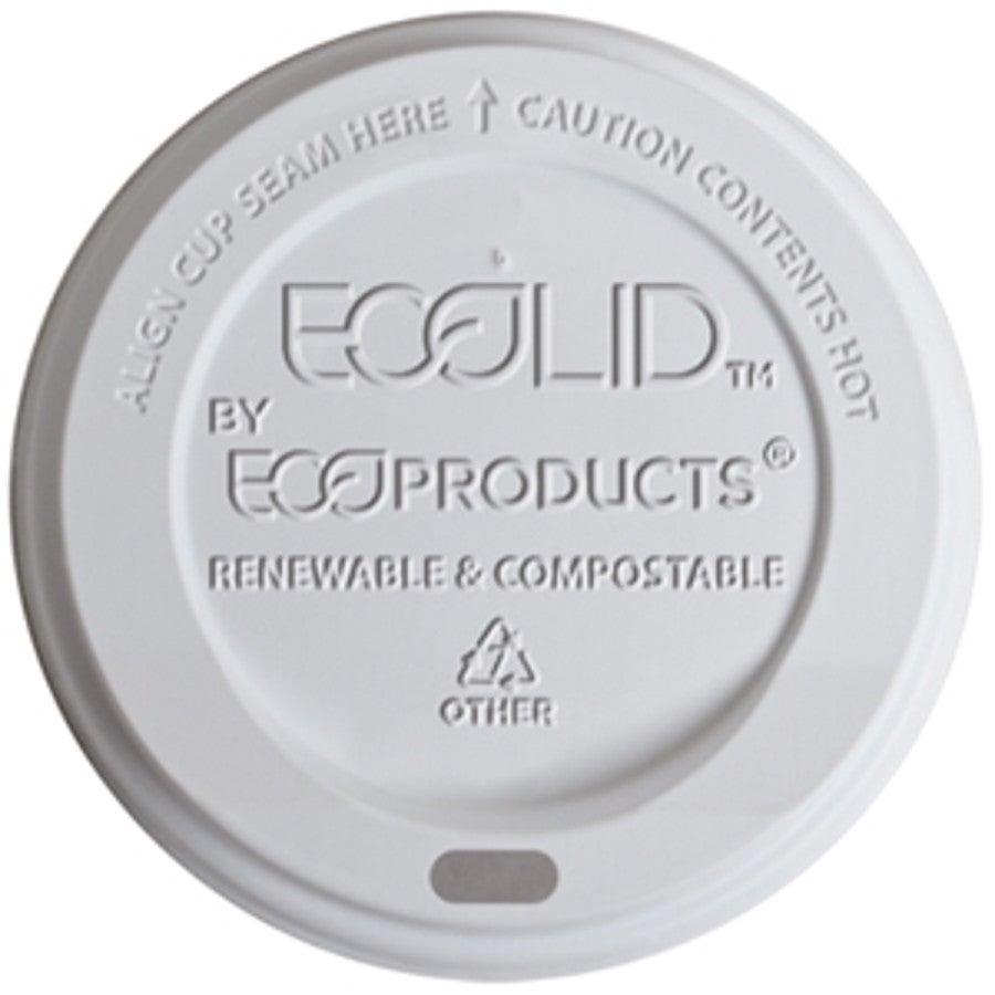 Lids, Dome, Sip-Thru, Plastic, White, Compostable, For 10-20 Ounce Hot Cups,1 - 800 COUNT
