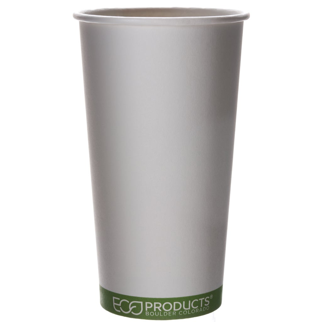 Cups, Hot, 20 Ounce, Paper, White with Green Stripe, Compostable, 20 Ounce,20 - 50 COUNT