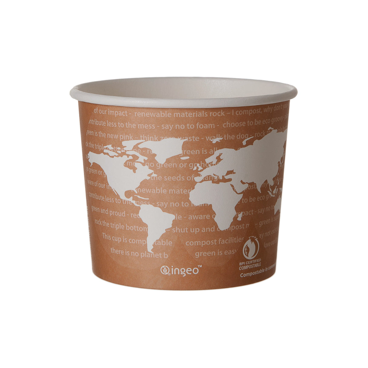 Cups, Soup, World Art 10 Ounce, Paper, Brown & White World Map, PLA-Lined, 10 Ounce,20 - 50 COUNT